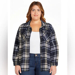 Jason Maxwell Women's Plus Size Plaid Button Down Shacket, Size 2X